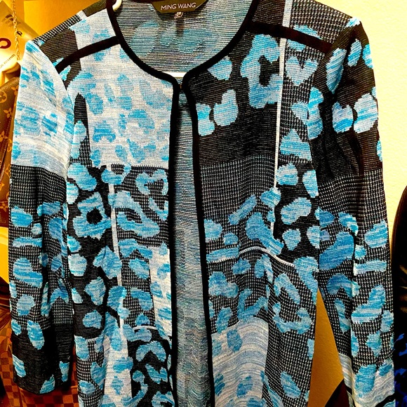 NWT! MING WANG Beautiful Blue Animal Print Jacket! - Picture 1 of 5